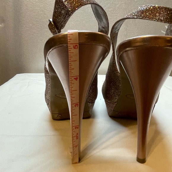 Gold Glitter Slingback Platform Heels - Picture 10 of 15